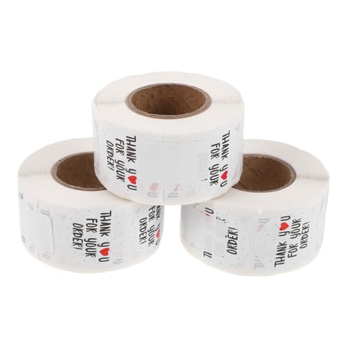 GARIOUANS 3Roll Dankeschön Aufkleber Rund Selbstklebend Kupferpapier Etiketten Für Versandverpackungen Umschläge Kleine Unternehmen Party Geschenkverpackung Ohne Rückstände von GARIOUANS