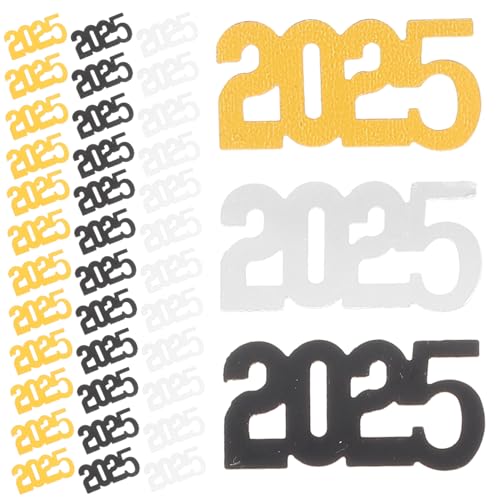 GARIOUANS 3er Pack Neujahrs Konfetti in Schwarz Gold Silber Reflektierendes Party Deko mit Happy Year Festliches Tischstreu für Abschlussfeiern Silvester und Fotohintergrund von GARIOUANS