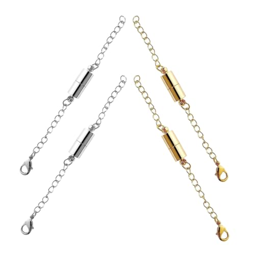 GARIOUANS 4 Paare Magnetischer Schmuckverlängerer Teiliges mit Karabinerverschluss Goldene Silberne Kettenverlängerungen für Halsketten Armbänder DIY Schmuckherstellung Langlebig und von GARIOUANS