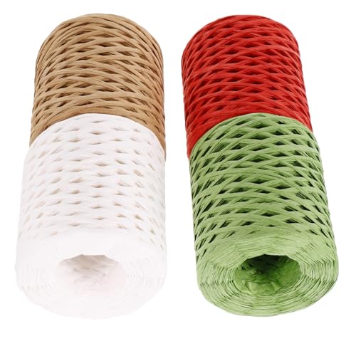 GARIOUANS 4 Rollen Raffia Papierband Langlebiges Bastband für Geschenkverpackung Hutflechten Blumensträuße Vielseitiges DIY Bastelband Robustes Papiergarn für Kreative Dekorationen GARIOUANS 4 Rollen Raffia Papierband Langlebiges Bastband für Geschenkverpackung Hutflechten Blumensträuße Vielseitiges DIY Bastelband Robustes Papiergarn für Kreative Dekorationen von GARIOUANS