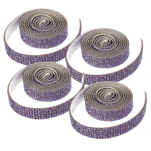 GARIOUANS 4 Rollen Selbstklebendes Strassband in Traumviolett Reihige Glitzer Dekoration für DIY Hochzeit Brautgürtel und Kleidverzierung Langlebige Funkelnde Applikation für Festliche von GARIOUANS
