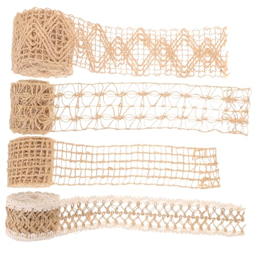 GARIOUANS 4 Rollen Teiliges Baumwoll leinen Geschenkband Gewebt Vielseitiges Dekoband für DIY Basteln Verpackung Partydeko Langlebiges Faltenfreies Geschenkverpackungsband von GARIOUANS