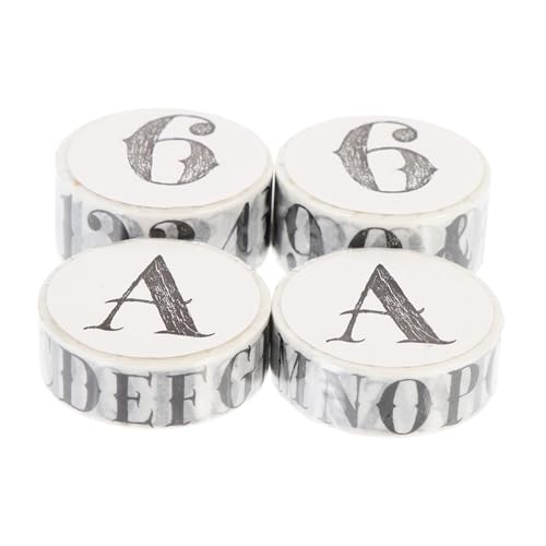 GARIOUANS 4 Rollen Vintage Washi Tape Retro Alphabet und Zahlen Klebeband DIY Scrapbook Zubehör für Planer Journal Geschenke Partydekorationen GARIOUANS 4 Rollen Vintage Washi Tape Retro Alphabet und Zahlen Klebeband DIY Scrapbook Zubehör für Planer Journal Geschenke Partydekorationen von GARIOUANS