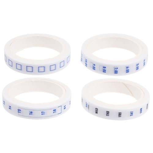 GARIOUANS 4 Rollen Zeit- und Papierband Datum Aufkleber Sammelalbum liefert dekoratives Klebeband Tagebuchband Planer Zubehör süßes stationäres dünnes Washi-Tape Kunstband Flüsterpapier Weiß von GARIOUANS
