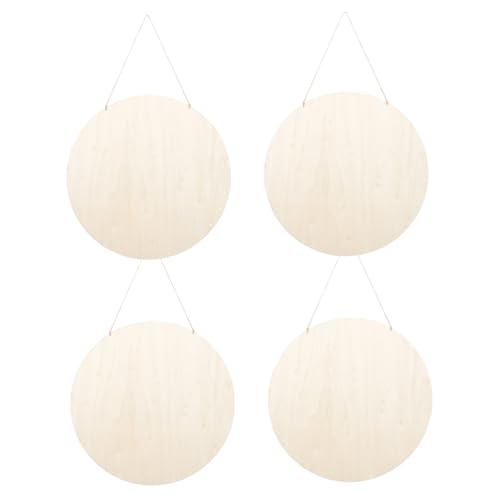 GARIOUANS 4 Satz Runde Unbemalte Holzscheiben DIY Holzplatten für Basteln Bemalen Türschilder Naturholzscheiben für Kreative Handarbeiten und Dekoration von GARIOUANS