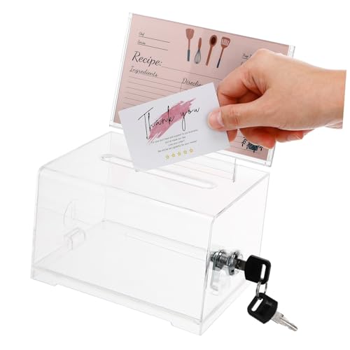 GARIOUANS 4 Stück Abschließbare Acrylbox mit Schlüssel Transparente Spendenbox und Visitenkartenhalter Robuste Vorschlagsbox für Veranstaltungen Sichere Sammelbox mit Schloss und Schlitz von GARIOUANS