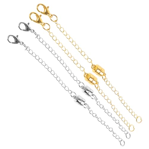 GARIOUANS 4 Stück DIY Magnetverschluss Kettenverlängerung für und Armbänder Praktische Verbindungskette mit Karabinerverschluss für Schmuckherstellung und Basteln von GARIOUANS