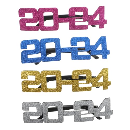 GARIOUANS 4 Stück Digitale Partybrille Jahr Lustige Brillen Gold Silber und Blau für Dekoration und Fotos Eye Decoration und Party Gadget von GARIOUANS