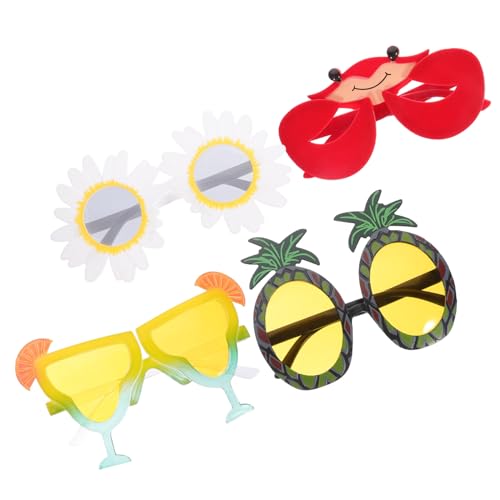 GARIOUANS 4 Stück Hawaiian Party Sonnenbrille Teiliges Lustiges Eyewear für Strandpartys Leicht und Sicher Partyaccessoires für Erwachsene von GARIOUANS