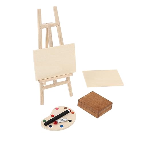 GARIOUANS 4 Stück Miniatur Kunst Set Teilig aus Holz mit Staffelei Zeichenbrett Farbpalette und Farbbox für Puppenhaus Dekoration und Kreative Projekte für Kunstliebhaber GARIOUANS 4 Stück Miniatur Kunst Set Teilig aus Holz mit Staffelei Zeichenbrett Farbpalette und Farbbox für Puppenhaus Dekoration und Kreative Projekte für Kunstliebhaber von GARIOUANS