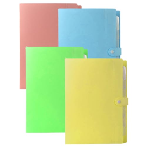GARIOUANS 4 Stück Multilayer Dokumentenordner in Blau Gelb und Grün Multifunktionaler Fächer Organizer für Schule und Büro mit Knopfverschluss Große Kapazität für Aufbewahrung von von GARIOUANS