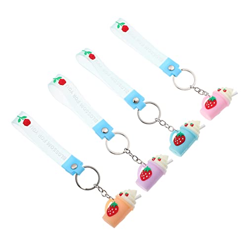 GARIOUANS 4 Stück Schlüsselanhänger Tassen Design Niedliche Milchtee Cup Anhänger Weichem Taschen oder Rucksack Dekoration für und Partys Lovely Key Ring von GARIOUANS