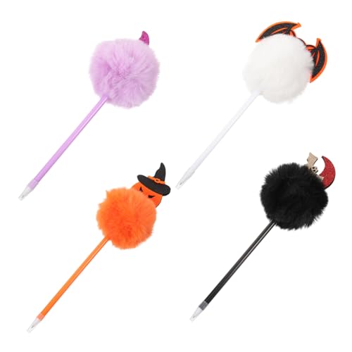 GARIOUANS 4 Stück Schreibstifte im Halloween Stil Kreative Kugelschreiber mit Fledermaus Kürbis und Hexenhut Design für Schulbedarf und Halloween Dekoration von GARIOUANS