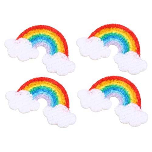 GARIOUANS 4 Stück Selbstklebende Regenbogen Bestickte Aufnäher Patches aus Polyester für DIY Kleidung Reparatur und Dekoration Langlebig ohne Überstehende Fäden für Kreative Handarbeiten von GARIOUANS
