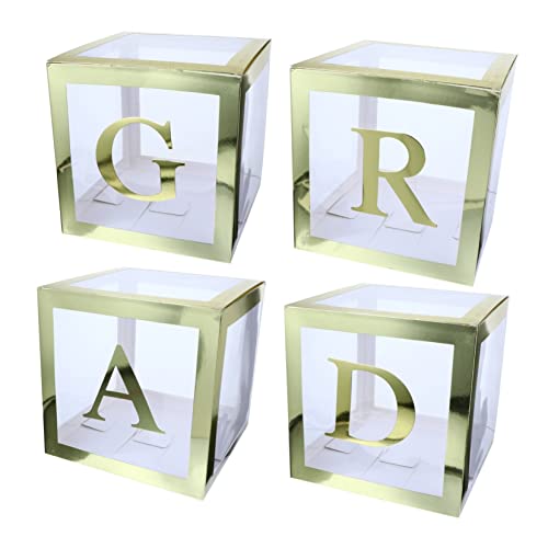 GARIOUANS 4 Stück Teiliges Ballonboxen für Abschlussfeiern Transparente Goldene Buchstabenballonblöcke Fotodekoration für Abschlussfeier für Kreative Foto Hintergründe und Festliche Anlässe GARIOUANS 4 Stück Teiliges Ballonboxen für Abschlussfeiern Transparente Goldene Buchstabenballonblöcke Fotodekoration für Abschlussfeier für Kreative Foto Hintergründe und Festliche Anlässe von GARIOUANS