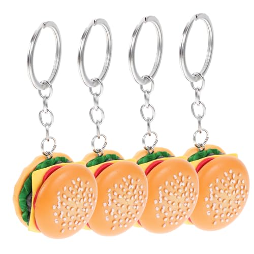 GARIOUANS 4 Stück Teiliges Burger Schlüsselanhänger Realistische Fast Food Anhänger Stylische Mädchen Schmuck Accessoires Vielseitig als Schlüsselring oder Taschenanhänger für Geburtstags von GARIOUANS