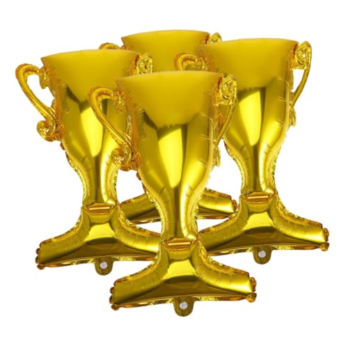 GARIOUANS 4 Stück Teiliges Champion Pokal Aluminiumfolie Luftballon Gold mit Einzigartigem Design für Abschlussfeier Party Dekoration und Fotohintergrund von GARIOUANS
