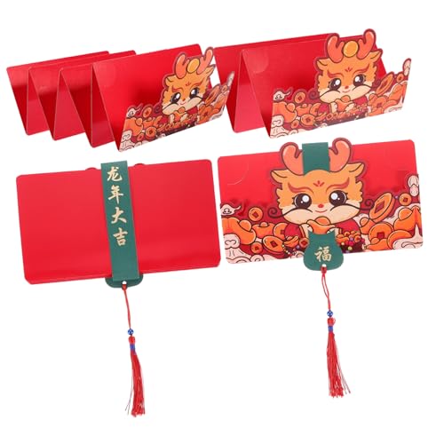 GARIOUANS 4 Stück Teiliges Chinesische Rote Umschläge mit Drachenmotiv Faltbare Geldkarten Traditionell Rotes Design Leichte Praktische Kuverts für Neujahr Hochzeit Geschenkbeutel Vielseitig GARIOUANS 4 Stück Teiliges Chinesische Rote Umschläge mit Drachenmotiv Faltbare Geldkarten Traditionell Rotes Design Leichte Praktische Kuverts für Neujahr Hochzeit Geschenkbeutel Vielseitig von GARIOUANS