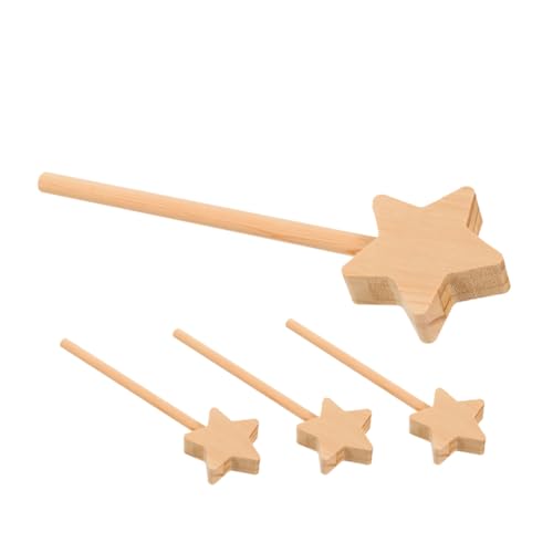 GARIOUANS 4 Stück Teiliges DIY Sternenstäbe aus Holz zum Bemalen Kreative Kinderparty Feenstäbe Unvollendete Holzstäbe für Rollenspiel und Bühnenauftritte Fördert Fantasie und Gestaltung von GARIOUANS