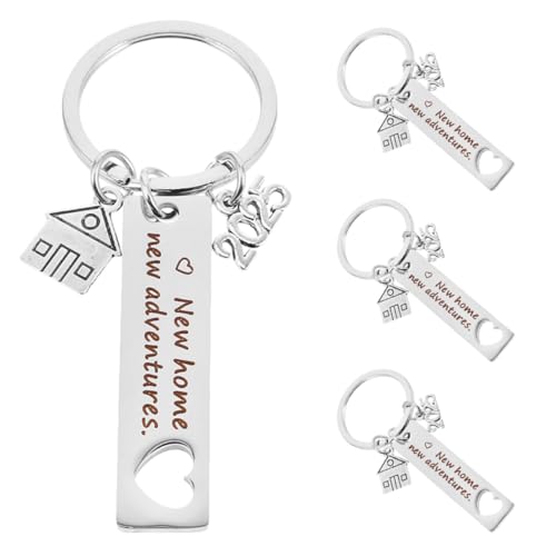 GARIOUANS 4 Stück Teiliges Edelstahl Schlüsselanhänger Kompakt und Leicht Kreatives Design Robust und Langlebig als Einweihungsgeschenk für Auto Hausschlüssel Praktische von GARIOUANS