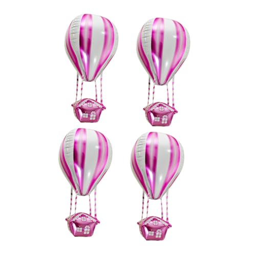 GARIOUANS 4 Stück Teiliges Heißluftballon Folienballons in Rosa Aluminiumfolie Geburtstagsdeko für Kinderparty Shower und Hochzeit Langlebige Partydekoration mit Auffälligem Design von GARIOUANS