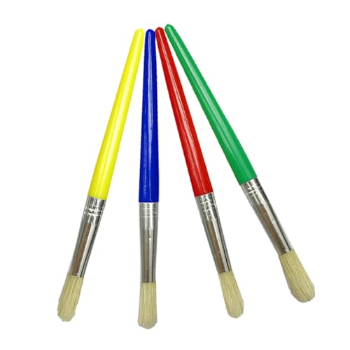GARIOUANS 4 Stück Teiliges Malpinsel Set Weiche Borsten für Wasserfarben Kunststoffgriff mit Metallzwinge für Anfänger und Vorschulkinder Vielseitig für Fingerfarben und Kreative Malübungen von GARIOUANS