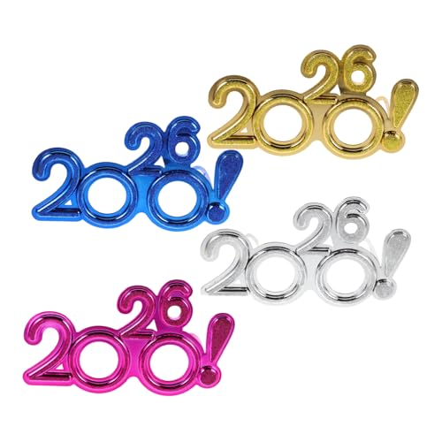 GARIOUANS 4 Stück Teiliges Partybrillen aus Leichtem Kunststoff Dekorative Neujahrsbrillen in Gold Silber Blau für Karneval Familienfeiern und Festliche Fotorequisiten GARIOUANS 4 Stück Teiliges Partybrillen aus Leichtem Kunststoff Dekorative Neujahrsbrillen in Gold Silber Blau für Karneval Familienfeiern und Festliche Fotorequisiten von GARIOUANS