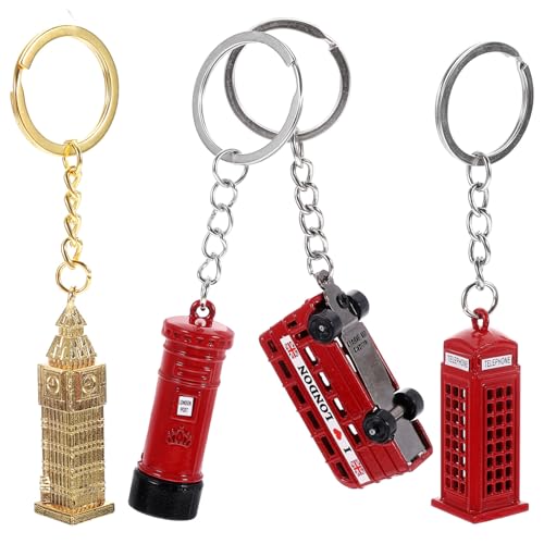 GARIOUANS 4 Stück Teiliges Retro Schlüsselanhänger Verschleißfestem Legierungs Britische Bus Telefonzellenmotive Vielseitiger Taschenanhänger und Dekorativer Schlüsselring GARIOUANS 4 Stück Teiliges Retro Schlüsselanhänger Verschleißfestem Legierungs Britische Bus Telefonzellenmotive Vielseitiger Taschenanhänger und Dekorativer Schlüsselring von GARIOUANS