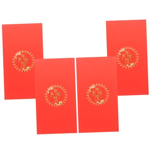 GARIOUANS 4 Stück Teiliges Rote Umschläge Jahr Des Drachen Papier Rote Umschläge mit Glücksmuster Chinesische Neujahrsdekoration für Frühlingsfest und Festliche Anlässe von GARIOUANS