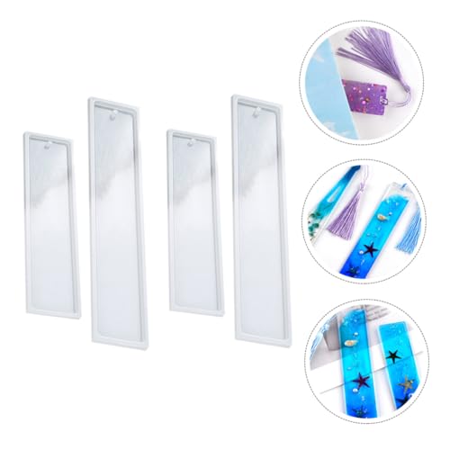 GARIOUANS 4 Stück Teiliges Silikon Lesezeichen Form Rechteckig Langlebig Flexibel DIY Epoxidharz Gießform für Schmuck Anhänger Schlüsselanhänger Basteln Zubehör von GARIOUANS