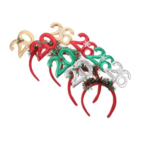 GARIOUANS 4 Stück Teiliges Silvester Stirnband mit Glitzer Farbenfrohe Party-kopfbänder in Rot Gold Grün Silber Leichter Flexibler Kopfschmuck für Neujahrsfeier und Fotorequisit Accessoire von GARIOUANS