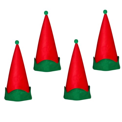 GARIOUANS 4 Stück Teiliges Weihnachts Elfen Spitzmützen Rot Leichte Bequeme Party Hüte für Weihnachtsfeiern Fotozubehör Festliche Kostüm Accessoires von GARIOUANS