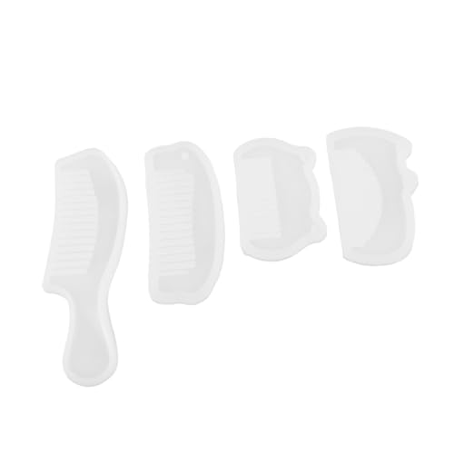 GARIOUANS 4 Stück Transparente Harzform Silikon -Epoxidharzform Formen aus Epoxidharz Haarstyling -Werkzeugharzform Harzform für Schmuck Silikonform für Haarkamm Harzformen Kieselgel Weiß von GARIOUANS