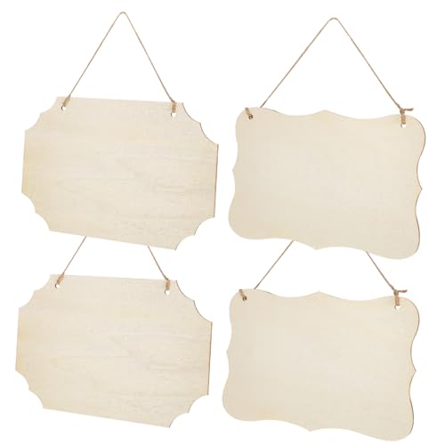 GARIOUANS 4 Stück Unlackierte Holzschilder Teiliges mit Vorgebohrten Löchern Blanke Holzplatten zum Bemalen und Basteln Rustikale Holzdekorationen für Wand Tür und DIY Kunstprojekte von GARIOUANS
