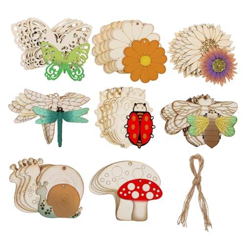 GARIOUANS 40 Stück Blumen Tiere und Jute Seile zum Bemalen und Dekorieren GARIOUANS 40 Stück Blumen Tiere und Jute Seile zum Bemalen und Dekorieren von GARIOUANS