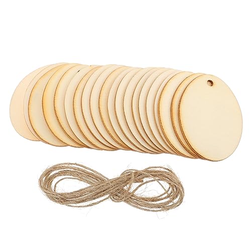 GARIOUANS 40 Stück DIY Holz Ostereier Unbemalte Holzscheiben zum Basteln Eierförmige Holzplatten mit Schnur für Kreative Dekorationen und Graffiti für Frühlings Deko und Bastelprojekte von GARIOUANS
