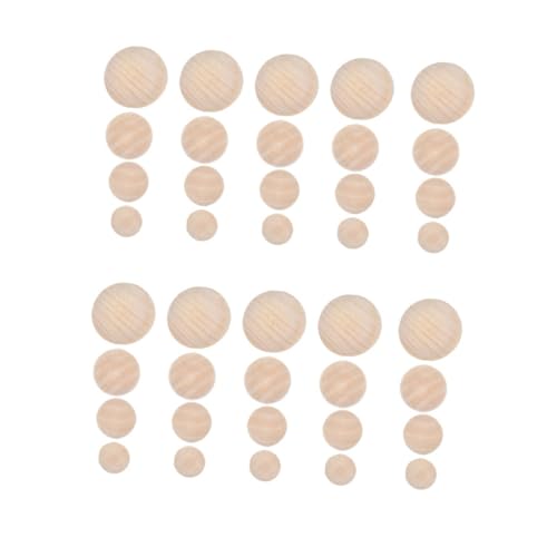 GARIOUANS 40 Stück Halbrunde Holzkugeln Naturbelassen Glatt Holzhalbkugeln für DIY Bastelbedarf Malen Schnitzen Kreative Heimdekoration von GARIOUANS