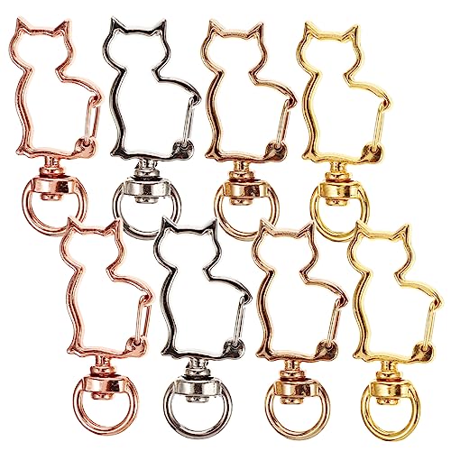 GARIOUANS 40 Stück Metall Katzenkopf Schnappverschluss Clips DIY Schlüsselanhänger Schnallen Langlebig Einfach zu Montieren Vielseitig für Schlüssel und Taschen Farben Mix Gold Silber von GARIOUANS
