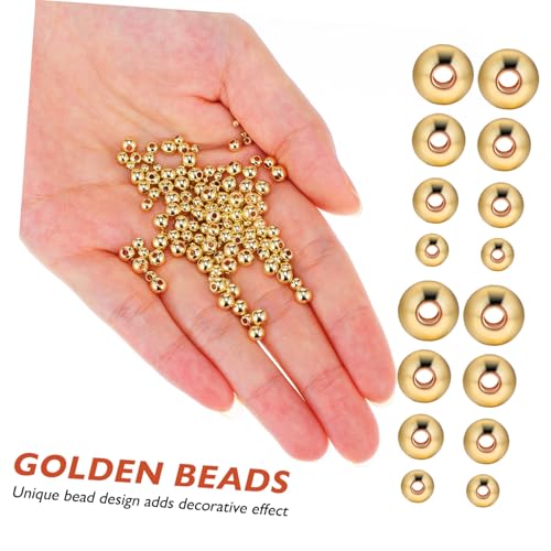 GARIOUANS 400 Stück Goldfarbene Metall Spacer Perlen Runde Abstandsperlen aus Kupfer Farbtreue Schmuckperlen für Armband DIY Strapazierfähige Perlen für Erwachsene und Bastler von GARIOUANS