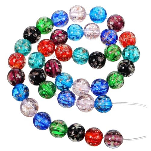 GARIOUANS 40Stücke Leuchtende Glasperlen für Schmuck Runde Perlen in Farben zum Basteln von Armbändern Halsketten für DIY Projekte Hochwertige Glasperlen von GARIOUANS