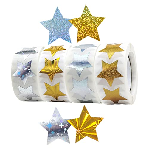 GARIOUANS 4Rollen Selbstklebende Sternaufkleber für Geschenkverpackungsaufkleber für Klassenzimmer Partys und Bastelprojekte Sicher Belohnen von Kindern von GARIOUANS