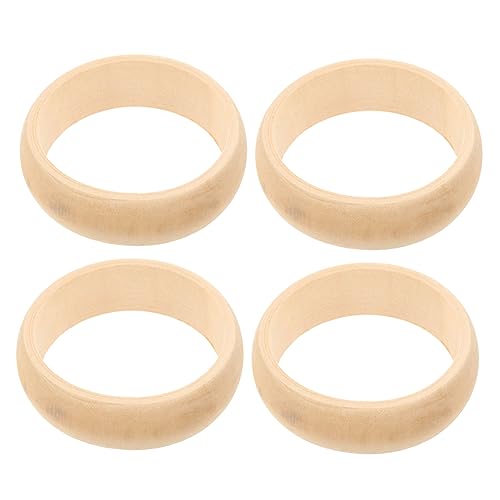 GARIOUANS 4Stücke Holzarmbänder Naturholz Leere Runde Ringe für DIY Schmuck Hochwertige Holzringe für Basteln und Armbandgestaltung Personalisieren von GARIOUANS