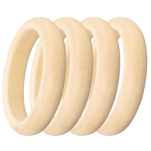 GARIOUANS 4Stücke Holzarmbänder für Natürliche Runde Holzringe zum Basteln DIY und Farbmaterialien Handwerkszubehör für Projekte und Persönliche von GARIOUANS
