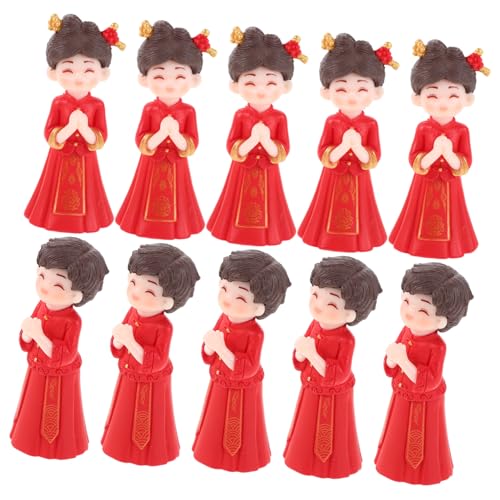 GARIOUANS 5 Paare Miniatur Chinesische Hochzeitsfiguren Traditionelle Braut Bräutigam Micro Couple Statue für Hochzeitstorte DIY Dekoration Micro Landschaft und Festliche Veranstaltung von GARIOUANS