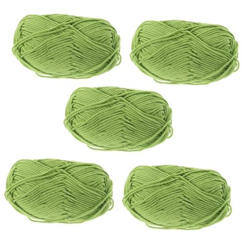 GARIOUANS 5 Rollen Teiliges Baumwollgarn zum Häkeln und Stricken Weiches Strapazierfähiges Textilgarn für DIY Handarbeiten Makramee und Heimdekoration Feines Webgarn in Grasgrün von GARIOUANS
