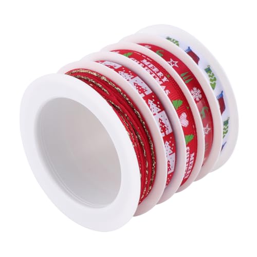 GARIOUANS 5 Rollen Weihnachts Dekoband Rot Bedrucktes Geschenkband für DIY Weihnachtsdeko Party und Geschenkverpackung Langlebiges Dekorationsband GARIOUANS 5 Rollen Weihnachts Dekoband Rot Bedrucktes Geschenkband für DIY Weihnachtsdeko Party und Geschenkverpackung Langlebiges Dekorationsband von GARIOUANS