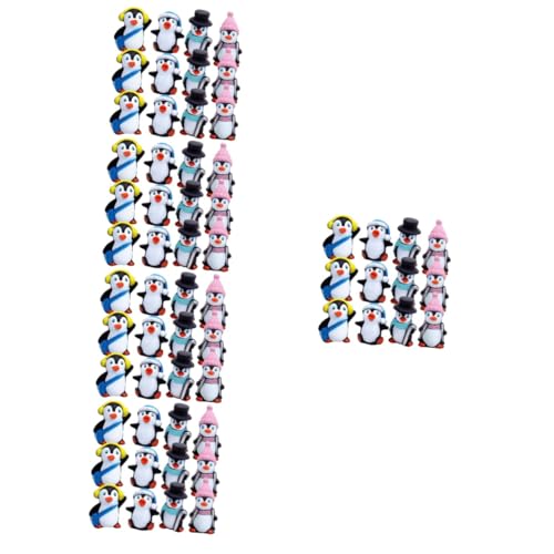 GARIOUANS 5 Sätze Teiliges Miniatur Pinguin Figuren Set Detailreiche Kleine Pinguin Dekorationen Aus Robustem Vielseitig Als Tortendeko Wohnaccessoire Für Geeignet 12 Stücke * 5 von GARIOUANS