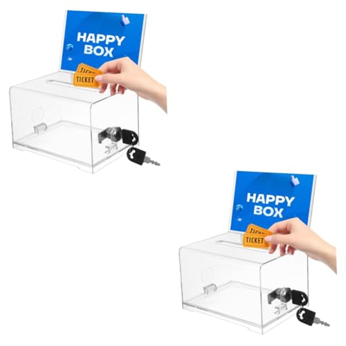 GARIOUANS 5 Stück Abschließbare Acryl Aufbewahrungsbox mit Schlüssel Transparente Visitenkarten und Vorschlagsbox für Veranstaltungen Sichere Spendenbox für Vereine und Partys mit von GARIOUANS