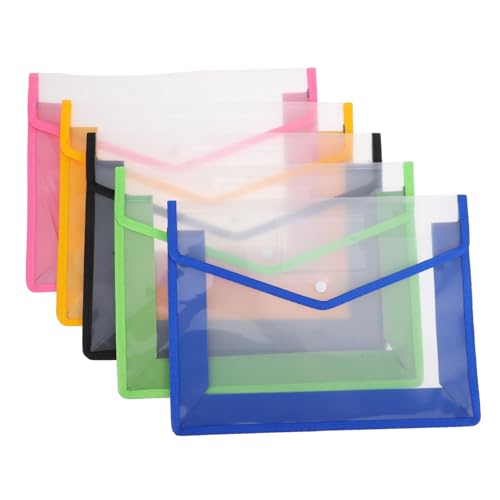 GARIOUANS 5 Stück Dokumentenmappe Wasserdichte Kunststoffordner mit Druckverschluss Transparent für Büro und Schule Blau Grün Gelb und Schwarz Hochwertige Aufbewahrungslösung für Unterlagen GARIOUANS 5 Stück Dokumentenmappe Wasserdichte Kunststoffordner mit Druckverschluss Transparent für Büro und Schule Blau Grün Gelb und Schwarz Hochwertige Aufbewahrungslösung für Unterlagen von GARIOUANS
