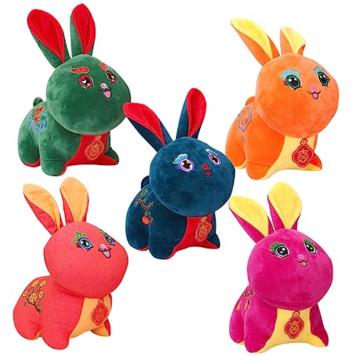 GARIOUANS 5 Stück Plüschkaninchen Mascot Teiliges Bunten Farben für Jahr des Kawaii für Kinderzimmer Bücherregal und Glücksbringer GARIOUANS 5 Stück Plüschkaninchen Mascot Teiliges Bunten Farben für Jahr des Kawaii für Kinderzimmer Bücherregal und Glücksbringer von GARIOUANS